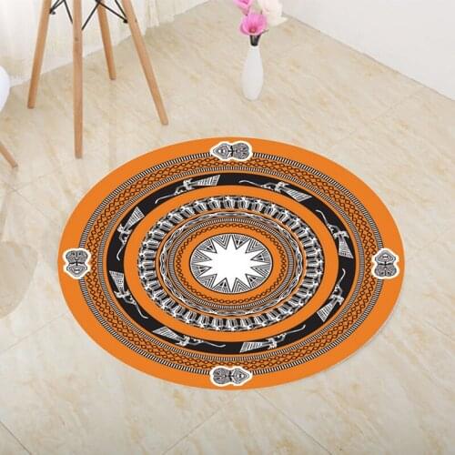 Round Retro Ethnic style Carpets Living room coffee table bedroom computer chair hanging basket Nonslip Floor Mat Rug And Carpet