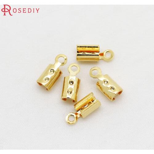 34335)20PCS 3.5*8MM 24K Gold Color Plated Brass End Clasps End Crimps High Quality Diy Jewelry Findings Accessories wholesale