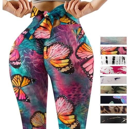 Bow Workout Gym Yoga Leggings Sport Women Fitness Legging High Waist Athletic Training Tight Women Sexy Print Yoga Running Pants
