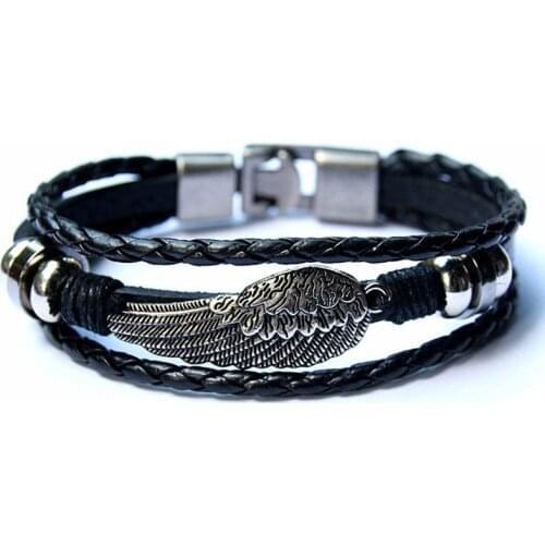 Hot sale 2018 Fashion Leather Wing Anchor Bracelet for Men Male Charm Bracelets & Bangles Women Friend Gift Party PUNK Jewelry