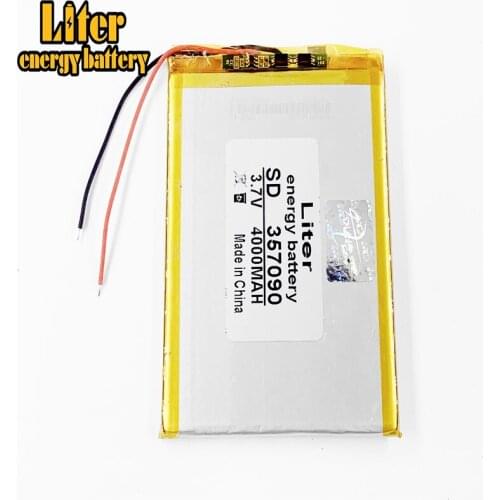 3.7V 357090 Lithium Battery 4000mAh Li-po Lipolymer Rechargeable Batteries Cells For Mp5 Dvd Gps Camera Tablet E-book
