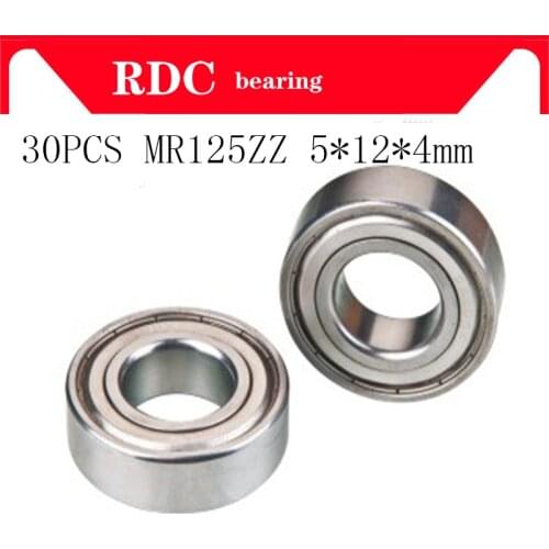 30pcs/Lot ABEC-5 MR125ZZ MR125Z MR125-2Z MR125 ZZ L-1250ZZ 5x12x4 mm Metal seal Miniature High quality Deep Groove Ball Bearing