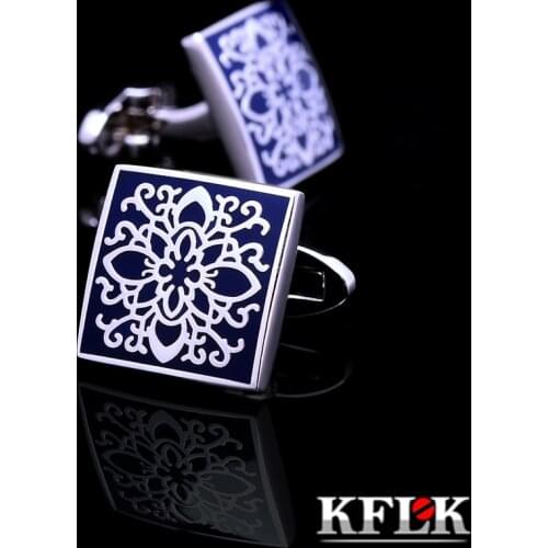 KFLK jewelry Fashion shirt blue cufflink for mens Brand Cuff link Button Quality Luxury Wedding Groom Male guests