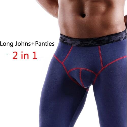 Mens Thermo Long Johns Thermal Underwear Mens Modal Warm Pants Fashion Solid Leggings Penis Pouch Home Lounge Sleepwear Panties