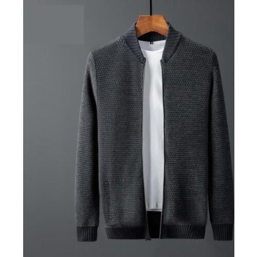 Classic Stand Collar Mens Sweaters High Quality 100% Cotton Cardigan Zipper Casual Male Sweaters Size 5xl Man Sweater
