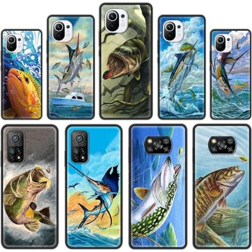 Case Cover for Xiaomi Mi Poco X3 NFC F3 M3 11 Ultra 10T Lite 9T Note 10 Pro 11i 10S Soft Case Pike Fish Art Fishing Lure