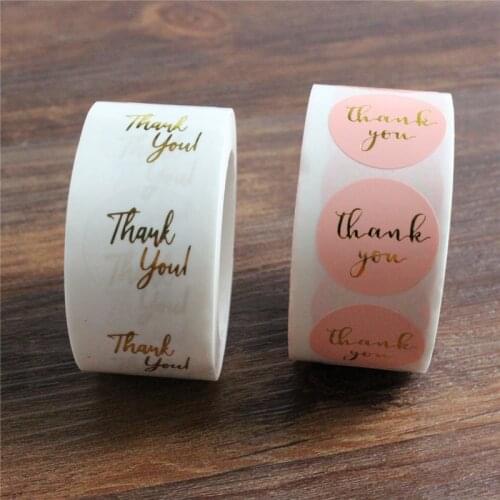 Thank You Stickers Gold Foil Dot Label Scrapbook Candy Box Seals 500pcs Per Roll