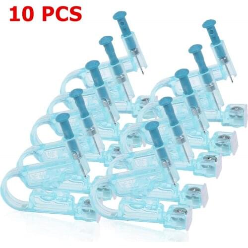 10PCS Disposable Safety Sterile Ear Piercing Gun Unit Tool With Ear Stud Asepsis Pierce Kit for Piercing Supplies