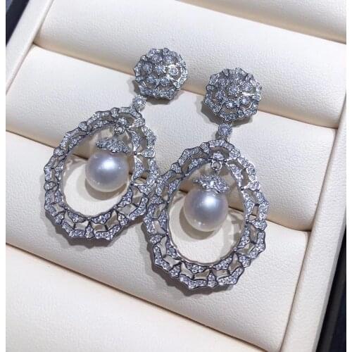 925 Sterling Silver Earrings Base Mountings Jewelry Parts Fittings Accessories for Pearls Beads Stones Agate Jade Crystal