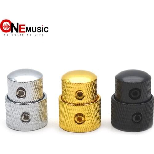 Professional Metal Guitar Tone Volume Knob Potentiometer Knob Cap Double Layer Electric Guitar Control Knob Button with Wrench