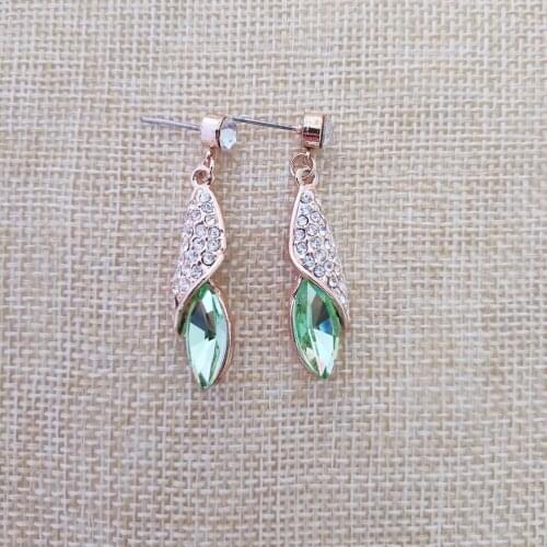 QiLeSen Fine jewelry 925 sterling silver suitable for ladies wedding earrings, Desert Light Gold Green earrings YW097