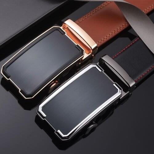 2020 Mens Genuine Leather Ratchet Belt Automatic Buckle High Quality Cow Genuine Leather Belts Fashion Business Male Strap G13