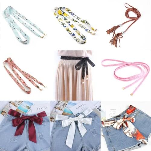1pcs Fashion Long Black Fabric Belt For Women Dresses Ladies Solid Silk Scarf Shirt Ribbon Knot Waist Rope Female