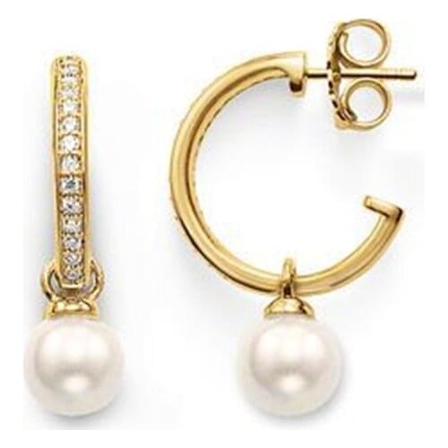 Pearls Drop Ear Gold-color Creoles Hoop Earrings, Fashion Thomas Style Glam Creolen Earings Jewelry Best Ts Soul Gift for Women