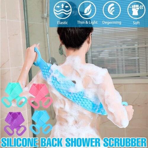 Silicone Rub Back Bath Towels Brushes Rubbing Mud Peeling Body Massage Shower Extended Scrubber Skin Clean Shower Brushes