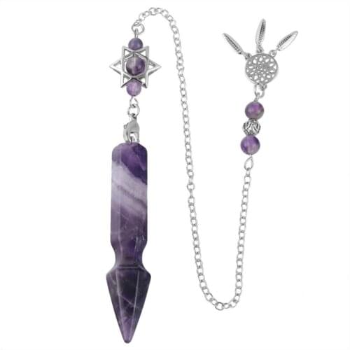 SUNYIK Healing Crystal Hexagonal Point Six-pointed Star Pendulums,Energy Stone Pendant Dowsing Divination Reiki Chakra Balancing