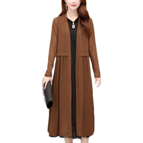 OHRYIYIE Plus Size 5XL Thin Long Cardigan Sweater Women Poncho 2021 Spring Summer Casual Solid Color Knitted Sweaters Pull Femme
