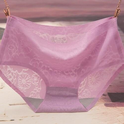 KJ15 Hot Sale Brand seamless sexy Mid waist underwear Breathable Ice silk non-trace women panties