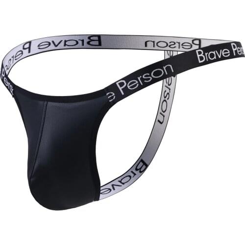 Men G String Thong Panties Men Sexy Underwear Faux Leather Underpants hobmre Bikini Bulge Pouch T-back Briefs Thongs