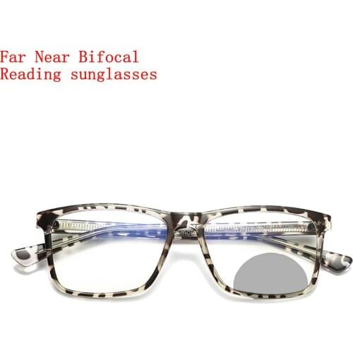 Ultralight Business Square Bifocal Presbyopia Eyeglasses Anti Fatigue TR90 Outdoor Photochromic Hyperopia sunglasses UV400 NX