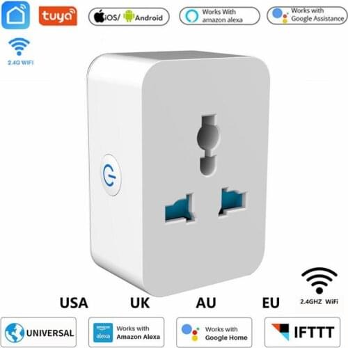 Tuya Smartlife Universal Smart Plug WiFi Timer Outlet Universal Adapater Plug Smart Home Control Works With Goodle Assistant
