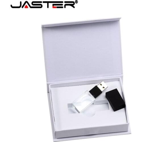 JASTER USB Flash Drives 2.0 128GB Crystal USB Stick 64GB Rectangle Pen Drive 32GB Golden Memory Stick 16GB 8GB With box With box