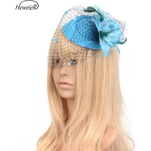 Ladies Women Flower Birdcage Veil Fascinator Pillbox Hats Hair Clips Cocktail Races Wedding Party Headwear Hairpiece Accessories