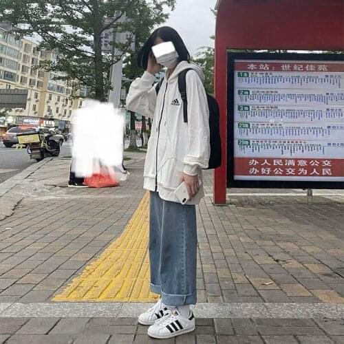 FNOCE 2020 new womens pants jeans fashion trends casual elegant street solid high waist loose slim denim full pants for girl