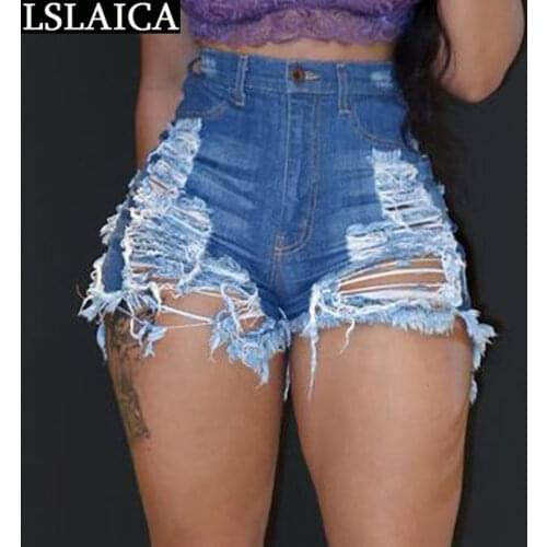 Womens Fashion Ripped Jeans Shorts with Ripped Holes Sexy Clubwear Placket with Zipper New Arrival Casual Shorts Women