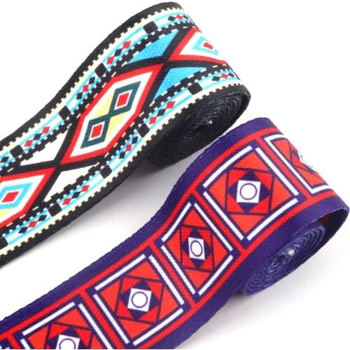 1.5Inch(38mm)Wide National Color Floral Webbing Leash Ribbon Webbing For Bag Purse Strap Handles Upholstery Fabric Belt for Tote