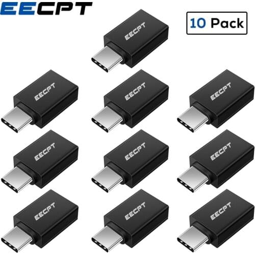 EECPT 10 Pack USB Type C OTG Adapter USB C to USB 3.0 OTG Cable Type-C Adapter Connector for Macbook Samsung S10 S9 Huawei P20