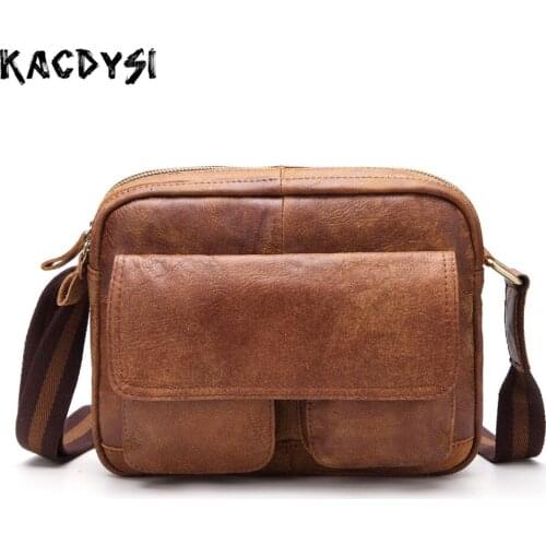 2021 Design Genuine Cowhide Leather Soft Men Crossbody Bag Vintage Single-shoulder Small Messenger Bags Casual Fashion Body Bags