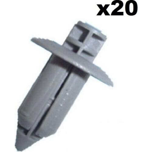 20x Grey Plastic Push Fit Trim Retaining Clips- 8mm Rivets for Honda Mazda etc