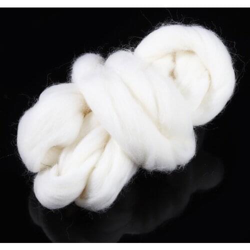 50g White Color Merino Felting Wool Tops Soft Roving Wool Fibre for Needle Felting Wet Felting DIY Doll Needlework Supplies