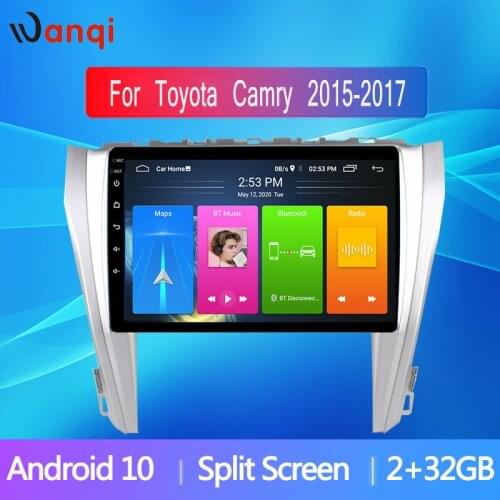 Wanqi 10.1" Android 10 Car Radio Split Screen Multimidia Video Player For Toyota Camry 2015 2016 2017 Navigation GPS Head Unit