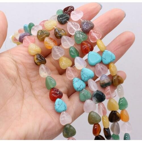 20pcs Mix Color Natural Stone Beads Heart Shape Agates Loose Stone Beaded for Making Necklace Bracelet Accessories 10x10x5mm