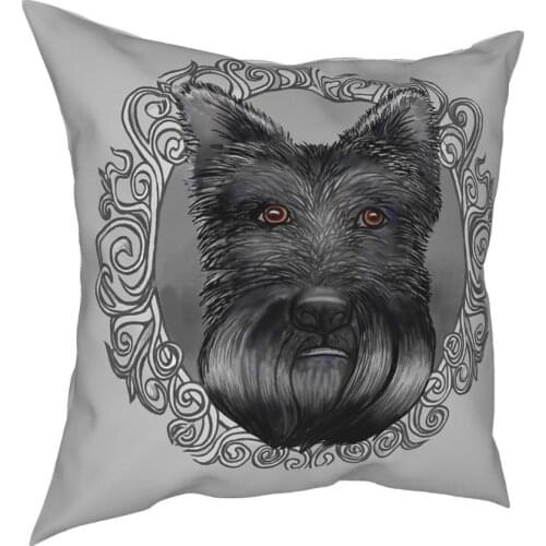 Ornate Scotty Dog Throw Pillow Cover Cushions for Sofa Scottish Terrier Scottie Customized Pillowcase