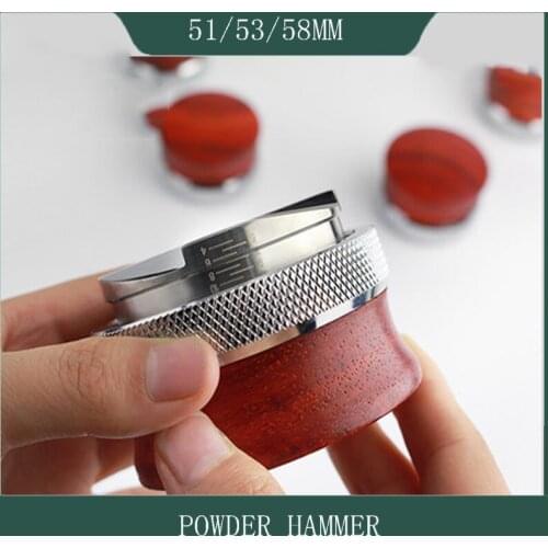 Espressodistribution tool coffee distributor 304 stainless steel powder press cloth solid wood powder hammer 51/53/58mm