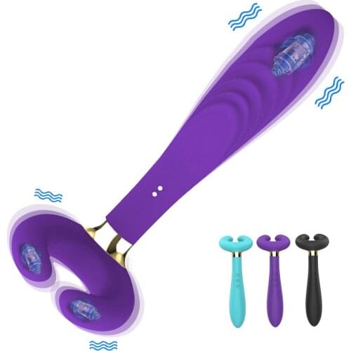 Double Penetration 3 Motors Dildo Vibrator for Couples Sex Toys for Women Men Penis Strap On Nipple Clit Vagina Plug AV Vibrator