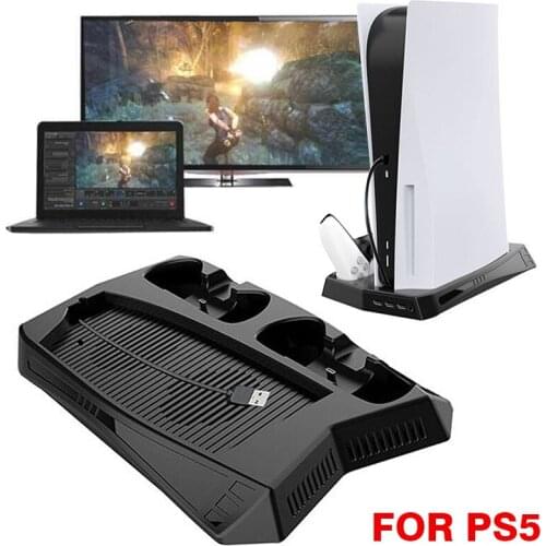 Dual Type-C Charger Stand For Digital & Standard PS5 Controller 3000 RPM Cooling Fan Cooling Accessories USB Ports Charger Stand