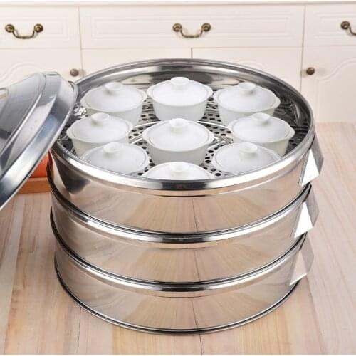 Extra thick steamer commercial stainless steel steamer household multi-layer large steamed bun steamer with large capacity