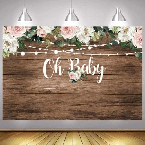 Oh Baby Photo Backdrop Newborn Happy Birthday Party Wooden Children Baby Shower Photography Backgrounds Banner