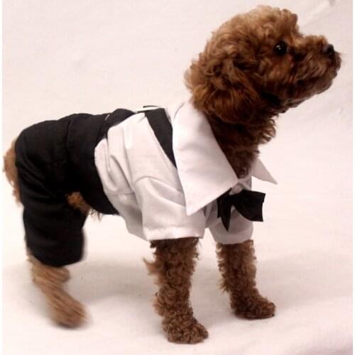 Dog Wedding Suit Jumpsuit Overalls Boy Dog Clothes Male Pet Clothing Tuxedo Poodle Bichon Pomeranian Schnauzer Corgi Pet Outfit