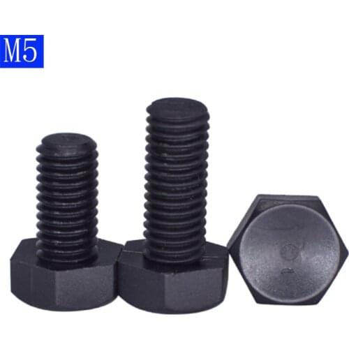 M5 x 0.8 Black Plastic Nylon External hex Black Plastic Nylon Hexagon Head Cap Set Screws bolts DIN 933
