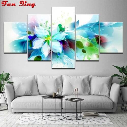 5pcs 5d diy diamond painting Abstract flowers full square round drill diamond embroidery rhinestones painting kit