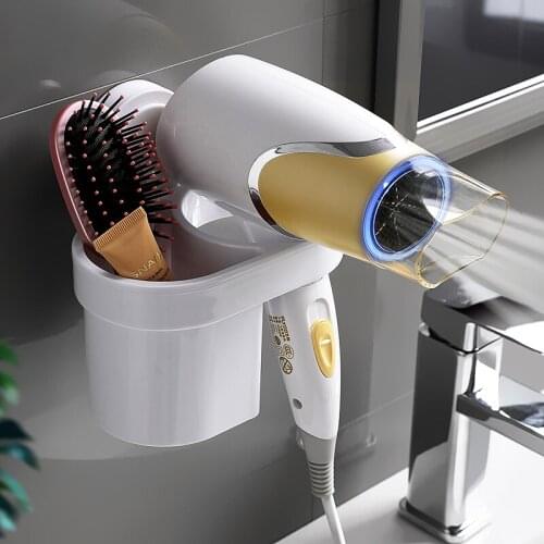 Zq Hair Dryer Rack Punch-Free Suction Cup Bathroom Toilet Wall-Mounted Hair Dryer Hair Dryer Holder