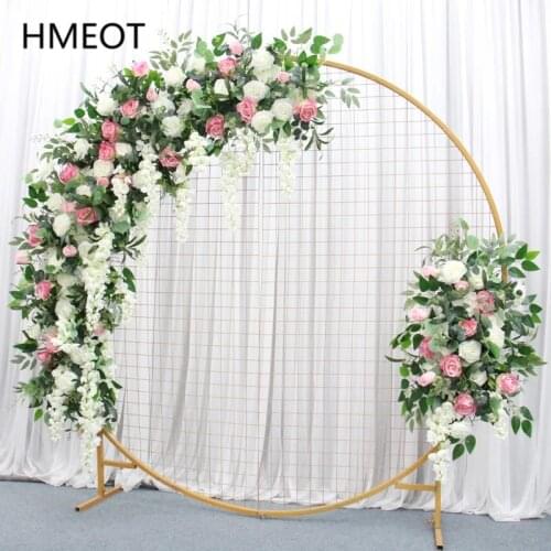Customized Hanging Wisteria Rose Crescent Flower Row Wedding Arch Decor Artificial Flower Arrangement Flower Background Layout