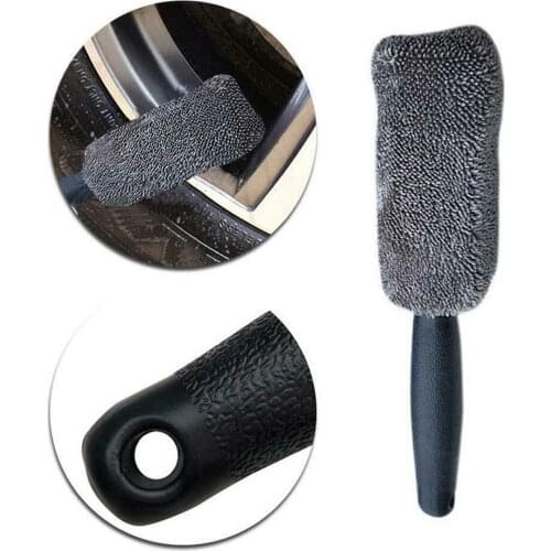 Portable Microfiber Tire Rim Brush with Plastic Handle Washing Cleaner Car Wheel Brush Window Rims Tire Washing Brushs Soft Fur