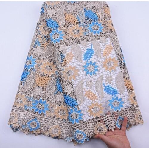 Latest fashion African Cord Guipure Lace Fabric 2020 High Quality Water Soluble French Mesh Lace African Cord Lace 5Yards