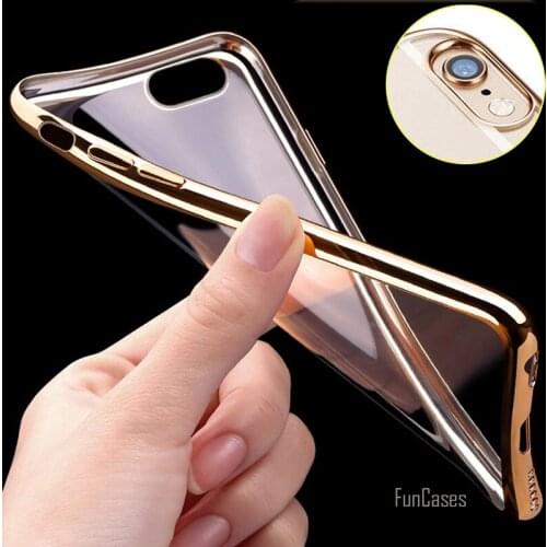 Luxury Soft Silicon Case For iPhone 5 5S 5C SE 6 6S 7 Plus Gold Plated Flexible TPU cover Ultra Thin Phone Back Cover Slim ajax
